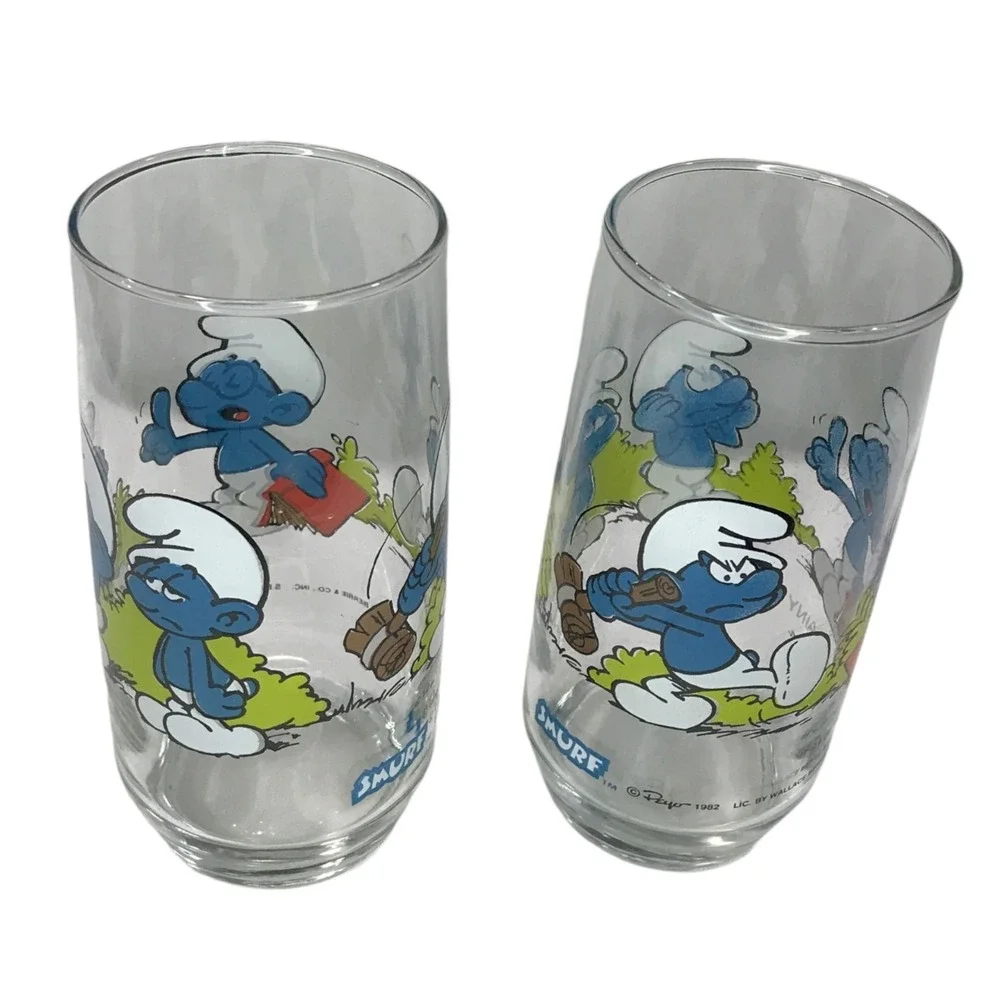 Lot of 5 Vintage 1982/1983 Smurfs Collector Peyo Glasses